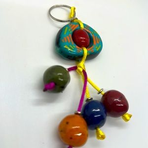 Nice gift item key chain  Handpainted Ecuadorian.  Turquoise shade  Tagua bead.